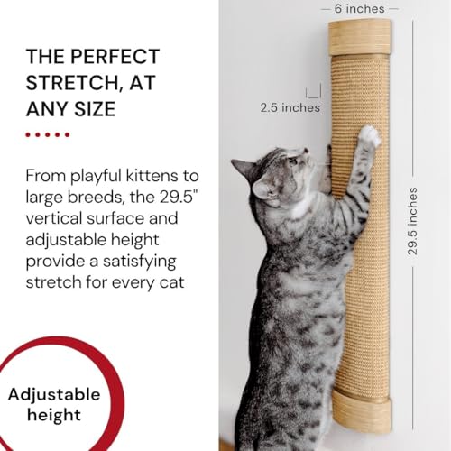 7 Ruby Road Wall Mounted Cat Scratcher, Replaceable Sisal Scratching Post