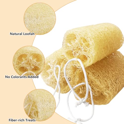 4 Pcs Rabbit Chew Toys Natural Bunny Loofah Chew Toy Chinchilla Teeth Grinding Toys Guinea Pig Fibre-Rich Treats Enrichment Bunny Accessories for Rabbits Hamster (L) - color: L- (4 PCS)