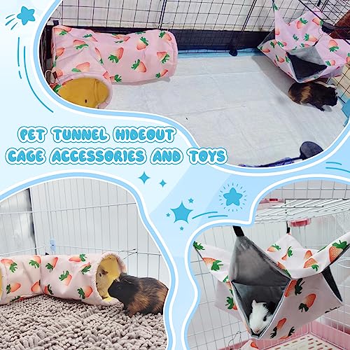 Large Caliber Guinea Pig Hideout & Hammock, Corner Hideout Toy for Guinea Pig, Ferret, Hedgehog, Piggy-2 Tunnel Strawberry - color: 2. Tunnel- strawberry