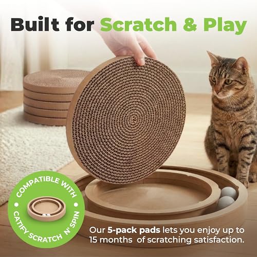 Catify Spin n' Scratch Cat Scratch Pad Refill - Round, 5-Pack - color: Round (5 Pack)