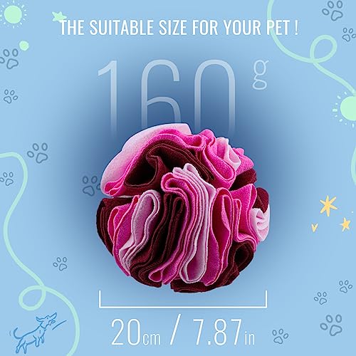 Pet Snuffle Ball, Puzzle Sniffing Interactive Dog Ball for Blind Dogs Training Stress Relief Dog Enrichment Toys Treat Machine Washable (20cm, Fantasy Pink) - color: Fantasy pink, size: 20cm