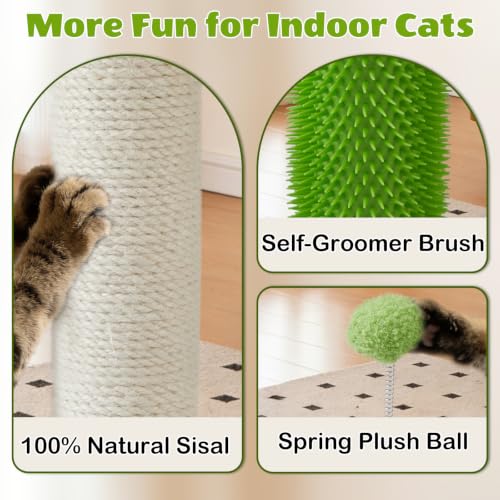 Cat Scratching Post, 26" Tall Scratch Post with Hanging Toy for Kittens - size: 26 Inch Tall