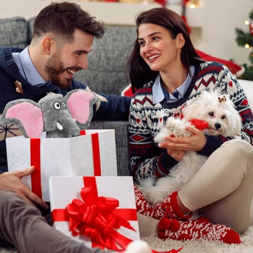 Letsmeet Plush Large Dog Toys with Squeaker and Crinkle Paper, Interactive Puppy Chew and Teeth Cleaning Toy, Pet Toys for Small, Medium and Large Dogs - style: Elephant