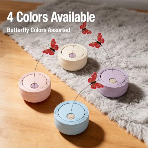Interactive Butterfly Cat Toy for Indoor Cats, 360° Rotating Wand, Beige - color: Beige