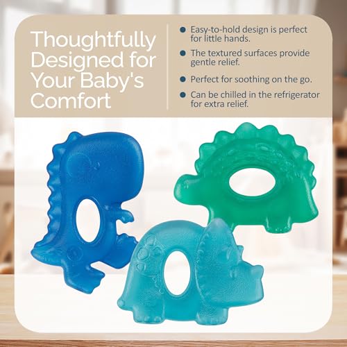Itzy Ritzy Water-Filled Teethers for Teething Relief, Set of 3 (Dinosaur) - color: Dinosaur