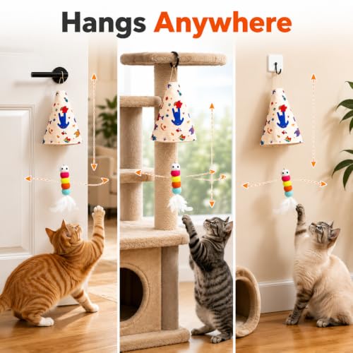 Interactive Cat Toys for Indoor Cats, Automatic Hanging Cat Hunting Toy - color: yellow