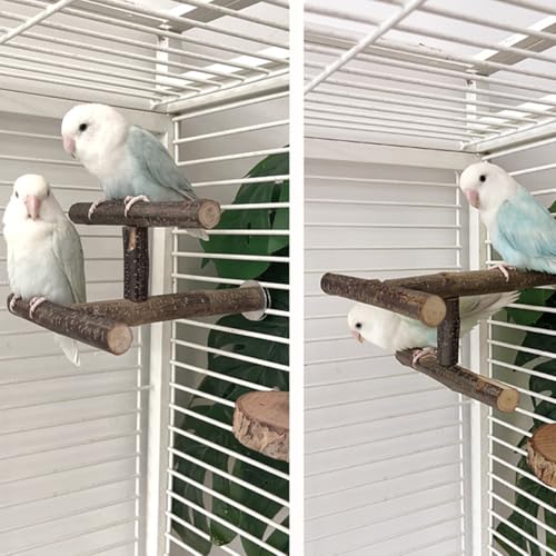 Natural Wood Bird Perches for Cage, Parrot Cage Perch Stand, Cage Accessories, Wooden Platform for Birds, Toys for Parakeets, Cockatiel, Budgie, Conure - color: Tperches