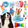 lilfrd 9Pcs Blue Dog Birthday Toy Set, Squeaky Hat Bandana Gift for Dogs - style: Blue Birthday Pack