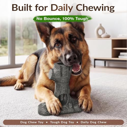 Bully Stick Holder & Frozen Snack Toy 2-in-1 for Large Aggressive Chewers, Durable Dog Chew Toy Reduces Anxiety & Prevents Choking, BPA-Free