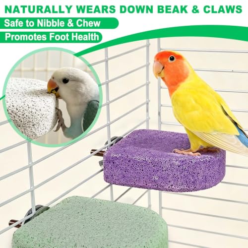 4Pcs Bird Beak Grinding Stone Lava Ledge Parrot Perch Stand Platform,Color - color: 4Pack Colorful | S