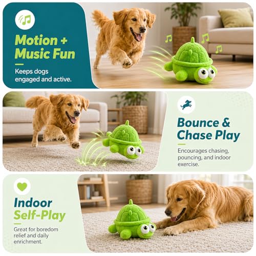 Interactive Dog Toys, Moving Turtle Dog Toy, Rechargeable Bouncing Ball Toy - color: Turtle