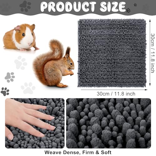 Amylove 4 Pcs Guinea Pig Cage Liner, 12 x 12 Inch, Dark Gray - color: Dark Gray, size: 12 x 12 Inch, style: Shaggy Chenille