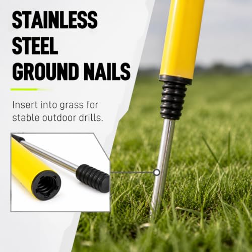 6 Pcs 5FT Adjustable Agility Training Poles for Soccer,Basketball,Football,Dog,Horse Training-Speed and Agility Training Equipment Sports Training Sticks with Stainless Steel Ground Nails - color: Yellow