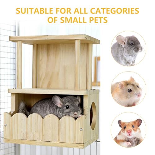 Chinchilla Hideout, Natural Wooden Hamster House Hideout - color: J