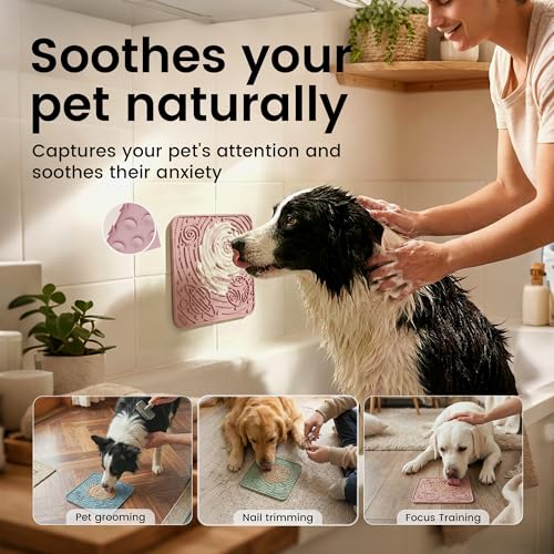 OHMO Large Lick Mat for Dogs&Cats, Space Pattern, 2pcs, Brick Red&Coral - color: Mars&Coral, size: 7.9"L x 7.9"W