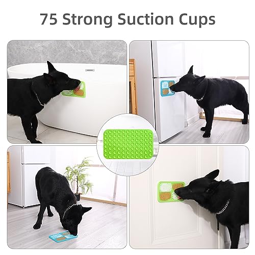 MateeyLife Lick Mat for Dogs & Cats, Slow Feeder Licking Pads for Boredom - color: Blue&Green, size: 9.9'' × 6''