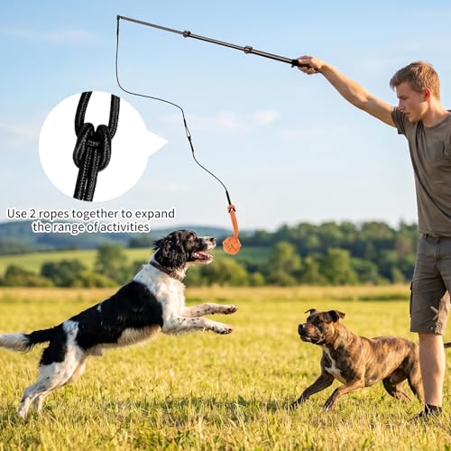 Flirt Pole for Dogs, 40" Extendable Aluminum Teaser Pole with 4 Lures - size: 40"(102cm)