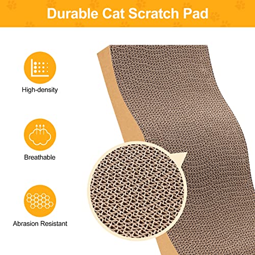 Poils bebe 5 PCS Cat Scratcher with Box, Reversible Cat Scratchers for Indoor Cats, Cardboard Cat Scratcher with Catnip, 2 Curved and 3 Flat Boards for Scratching Bed - size: 5 PCS Cat Scratcher Box