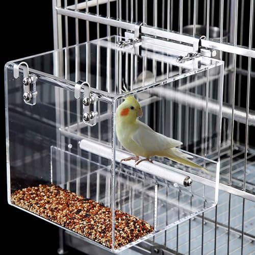 No Mess Bird Feeder for Cage, Automatic Acrylic No Mess Bird Feeder Cage - size: Large