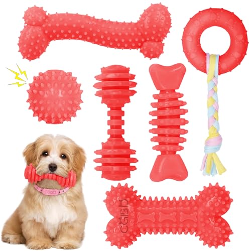 Puppy Toys, 6 Pack Dog Chew Toys, Teething Toys for Small Dogs, Red - color: Red, size: Small（6Pack）