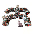 Foldable H-Shaped Cat Tunnel Toy with Interactive Playing Balls - 4 Exits for Cats, Kittens, Rabbits & Small Pets Collapsible Play Tube for Indoor Fun & Exercise - color: Brown White
