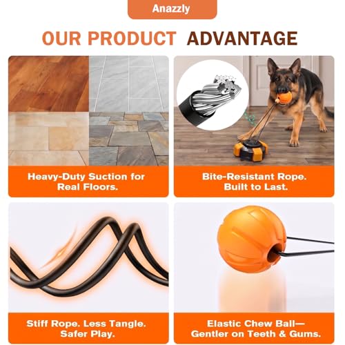 Interactive Tug-of-War Dog Toy for Medium & Large Aggressive Chewers-Orange - color: orange