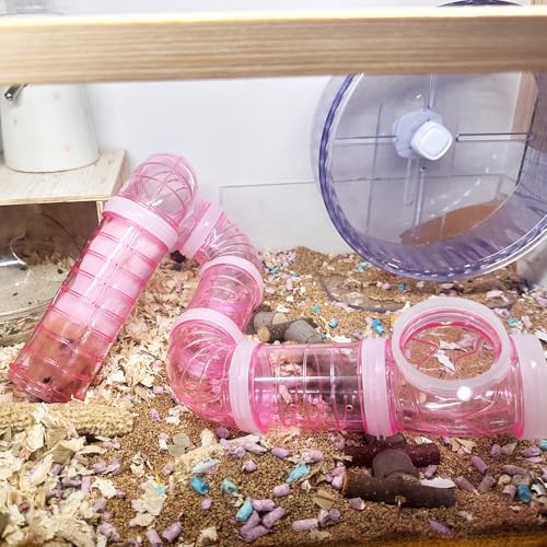 8pcs DIY Hamster Tunnel Tubes Toys for Dwarf Hamsters Gerbils Young Mice - color: Pink