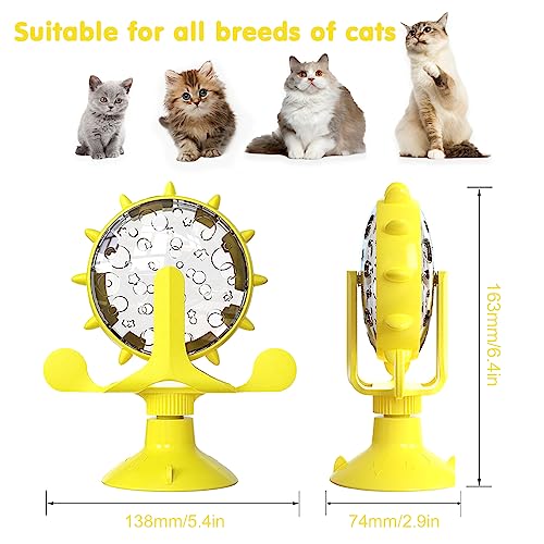 Cat Dog Treat Dispenser Toy - Cat Interactive Feeder (Yellow) - color: Yellow