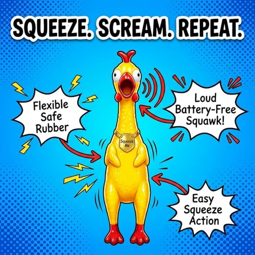 Squeeze Me Rubber Chicken Toy | Screaming Squeaky Chicken for Kids & Dogs | Novelty Prank Gag Gift (2 Pack Solid) - style: 2 Pack Solid