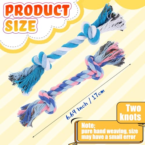 Hiboom 24 Pcs Dog Rope Toys Bulk Multi Color Puppy Chew Rope Cotton Teething Toys 2 Knot Tug for Aggressive Chewers Small and Medium Dogs Puppies