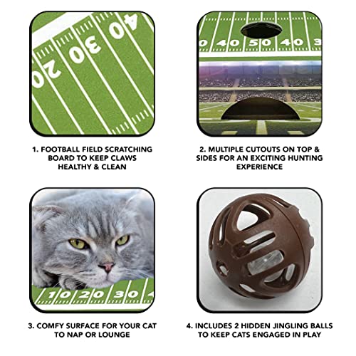 Pets First NCAA Florida State Seminoles Cat Scratcher Box, Game Day Cat Toy, NCAA Football Field Designed Cat Scratcher and Lounge, Stimulating Cat Game - color: Florida State Seminoles