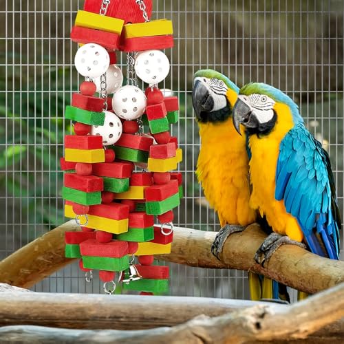 GPY Bird Toys for Parakeets, 22in Multi-Color Large Bird Toys for Parrots - color: red parrot toy