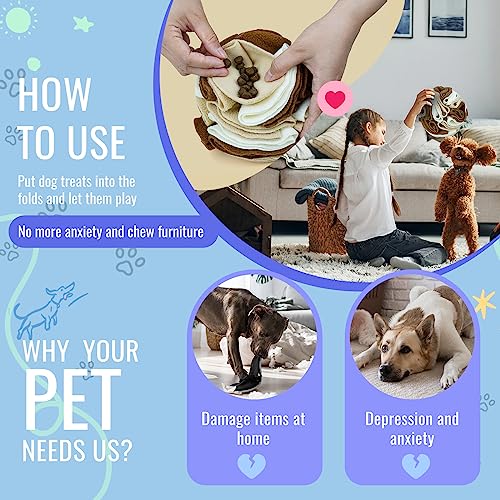 Pet Snuffle Ball, Puzzle Sniffing Interactive Dog Ball for Blind Dogs Training Stress Relief Dog Enrichment Toys Treat Machine Washable (20cm, Milk Tea Brown) - color: Milk tea brown, size: 20cm