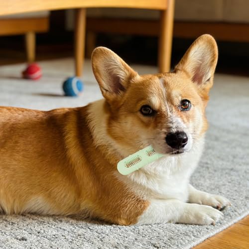 Sausage-Shaped Dog Chew Toy with Teeth Cleaning Bristles (Green) - color: Green