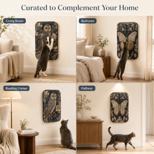 2 Pack Cat Wall Scratcher, Art Cat Scratching Board for Cats - color: Owl & Butterfly