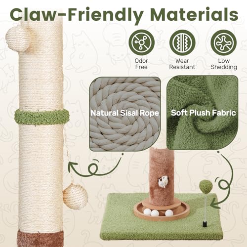 Cat Scratching Post for Indoor Large Kitten Scratch, 35" Tall