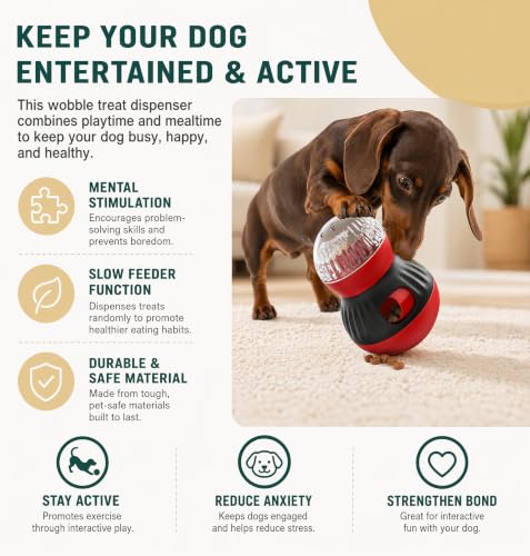 Dog Puzzle Toy, Tumbler Slow Feeder with Adjustable Kibble Release