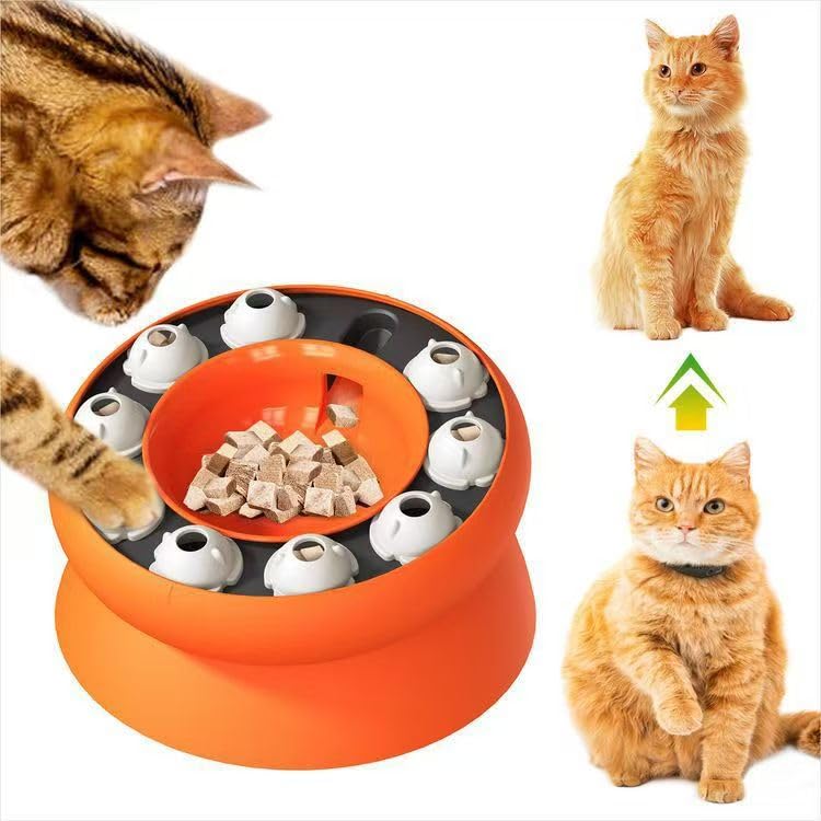 Cat Puzzle Toy, Puzzles Cats Slow Feeder Treat Dispenser for Indoor Cats, Mental Stimulation Slow Feeder Cat Bowl, Reduce Boredom and Anxiety