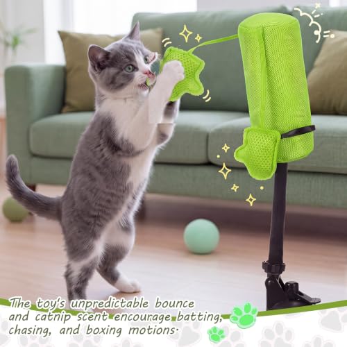 1 Pcs Cat Punch Bag Toy Suction Cup Base Catnip,Neon Green - color: Neon Green