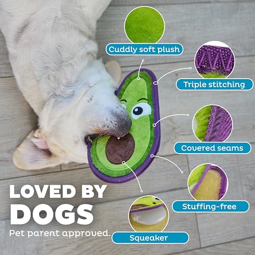 Outward Hound Tough Skinz Durable Chew Plush Squeaky Dog Toy, Avocado, 9" - color: Avocado, size: Medium