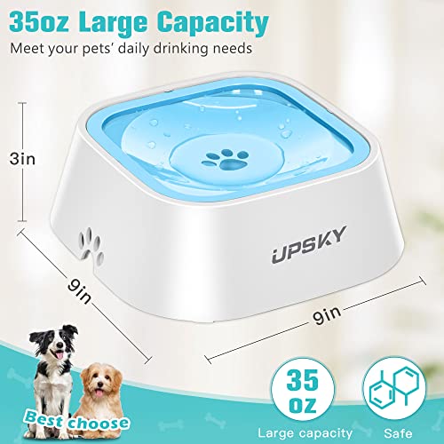 UPSKY 35oz No-Spill Pet Water Bowl, Slow Water Feeder for Dogs and Cats - color: Blue