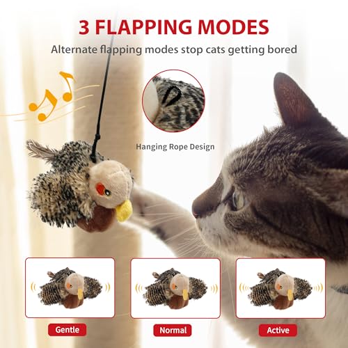 Gigwi Flappy Bird Cat Toy For Indoor Cats, Rechargeable Lifelike Interactive Flapping Bird Cat Toy Tweet, Flapping Wings & Lively Chirping, Automatic Catnip Toys For Cats Kitten, Touch Activated - color: flapping bird