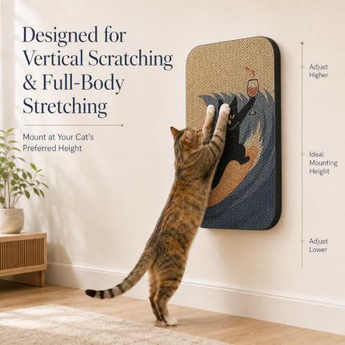 Cat Wall Scratcher, Art Cat Scratching Board for Indoor Cats - color: SurfingCat 1