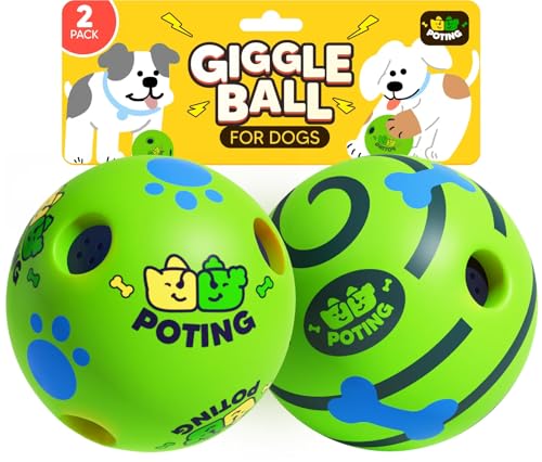 Giggle Ball for Dogs 2 Pack,Interactive Dog Toys,Funny Giggle Sound Toy Ball,Rolling Squeaky Toy for Large Medium Small Dogs,Fun Giggle Sounds Attract Attention When Rolled or Shaken-3.14 inch