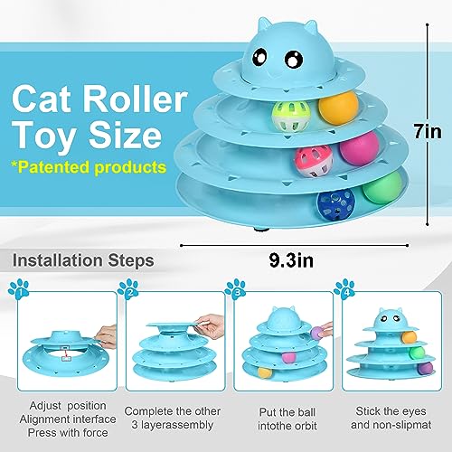 UPSKY 24 PCS Cat Toys Set with Teaser, Mice, Spring, and Various Ball Toys - color: D-Blue