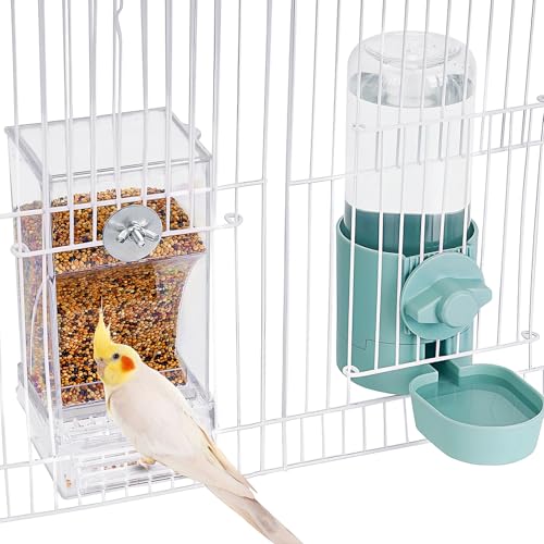 lemtrflo No Mess Bird Feeder Water Dispenser Set, Bird Feeder for Cage - color: blue