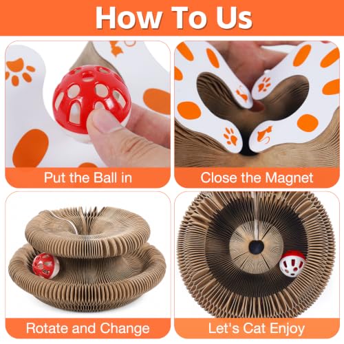 1 Pack Interactive Cat Scratch Toys with Bell Ball, Magic Organ Kitty Scratching Board for Indoor Cats Toys & Grinding Claw - color: Brown-1Pack