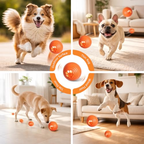 Automatic Interactive Dog Toys Ball with 4 Play Modes for Small Medium Dogs - color: Orange