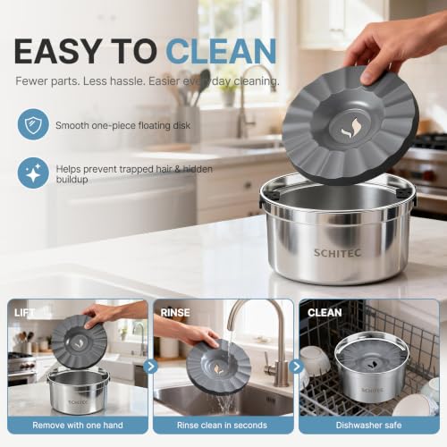 SCHITEC No Spill Dog Water Bowl, 3.2L/108oz Stainless Steel Slow Water Bowl