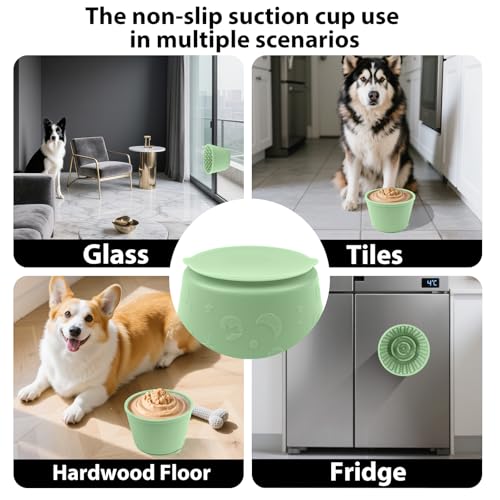 Dog Slow Feeder Lick Bowl - Non-Slip Licking Treat Dispenser for Small Medium Large Dogs, Promotes Anxiety Relief & Prevents Choking, Easy to Clean Feeding Bowl (Green, S) - color: Green, size: S